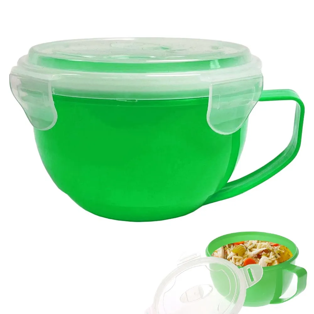 1 Microwave Soup Food Mug Vent Lid Plastic Bowl Containers Dishwasher Safe 30oz