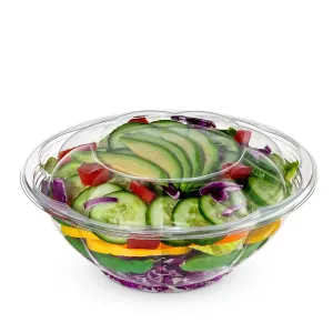 24 oz. Plastic Salad Bowls To-Go With Airtight Lids