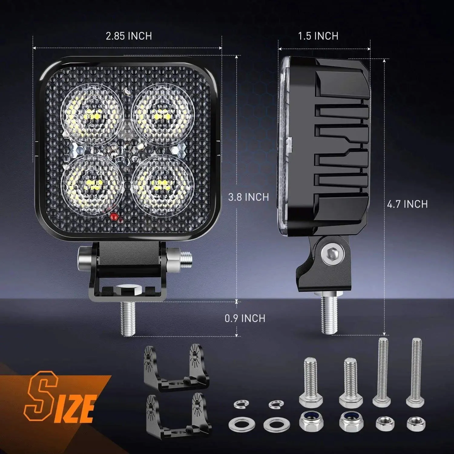 3 Inch 12W 1500LM Square Flood Built-in EMC Led Work Lights (Pair)
