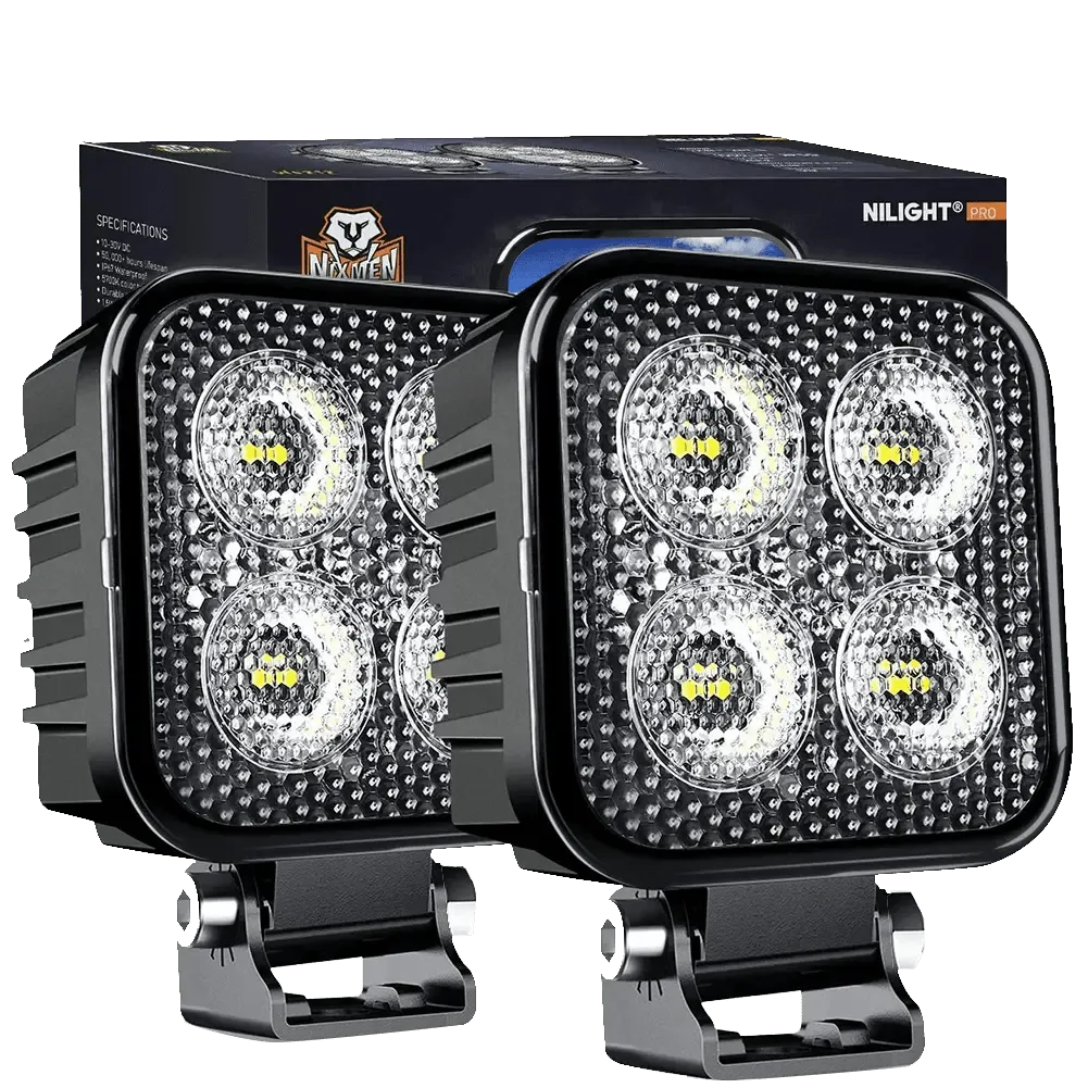 3 Inch 12W 1500LM Square Flood Built-in EMC Led Work Lights (Pair)