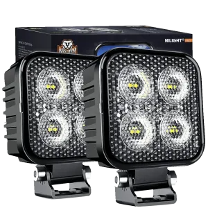 3 Inch 12W 1500LM Square Flood Built-in EMC Led Work Lights (Pair)