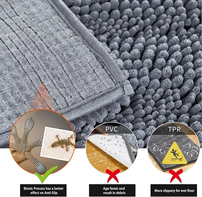50 x 80 cm Dark Grey Bath Rugs, Non-slip Bath mats, Absorbent Bathroom Rug