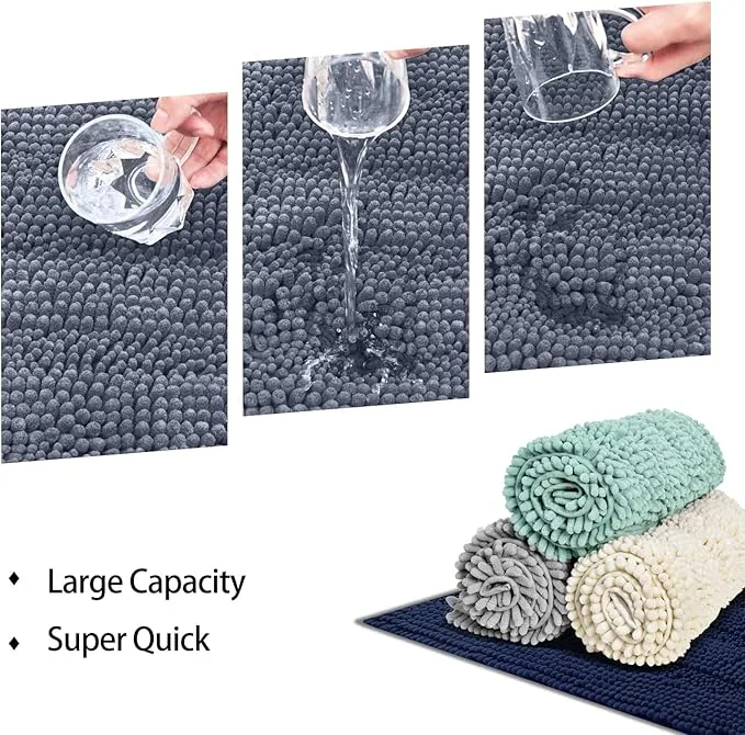 50 x 80 cm Dark Grey Bath Rugs, Non-slip Bath mats, Absorbent Bathroom Rug