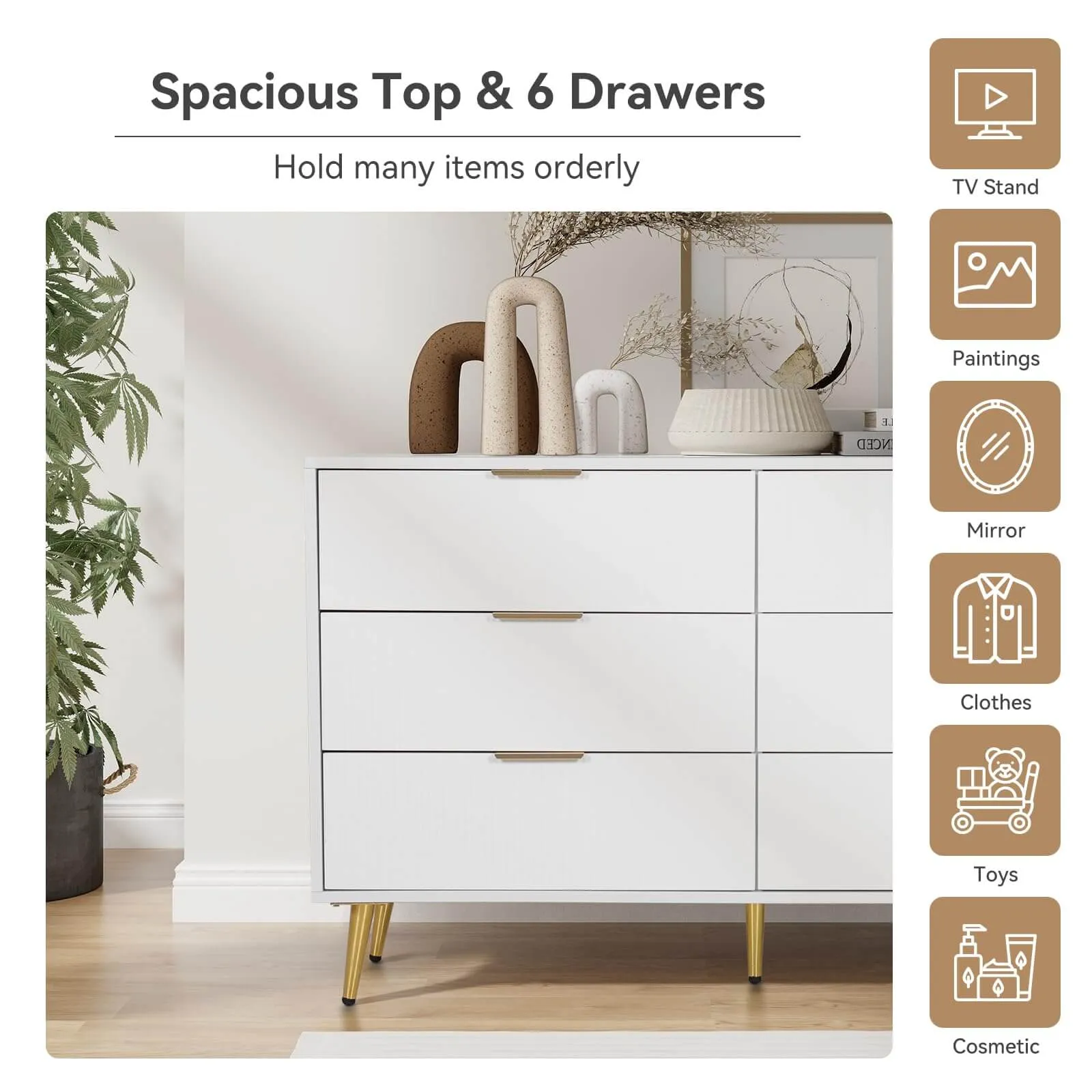 6 Drawers Dresser for Bedroom IF024
