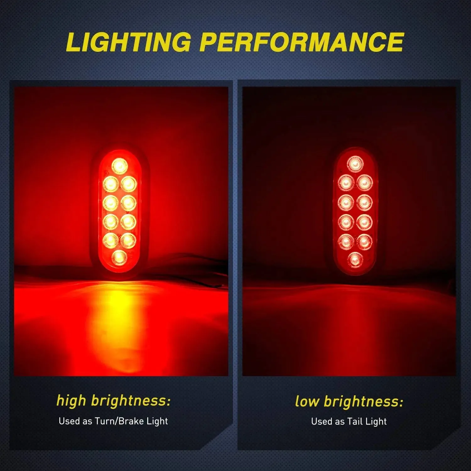 6 Inch Oval Red White LED Trailer Tail Lights (2 Pairs)