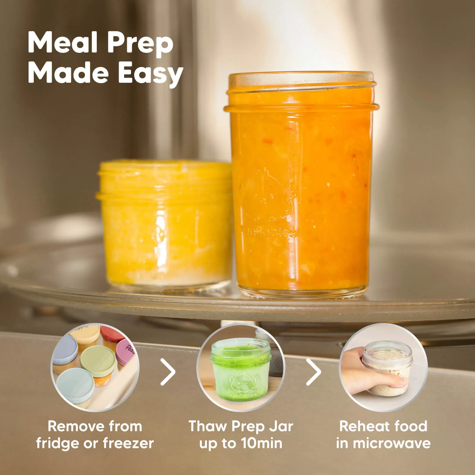 8-Pack Prep Jars Food Glass Containers (Sage)