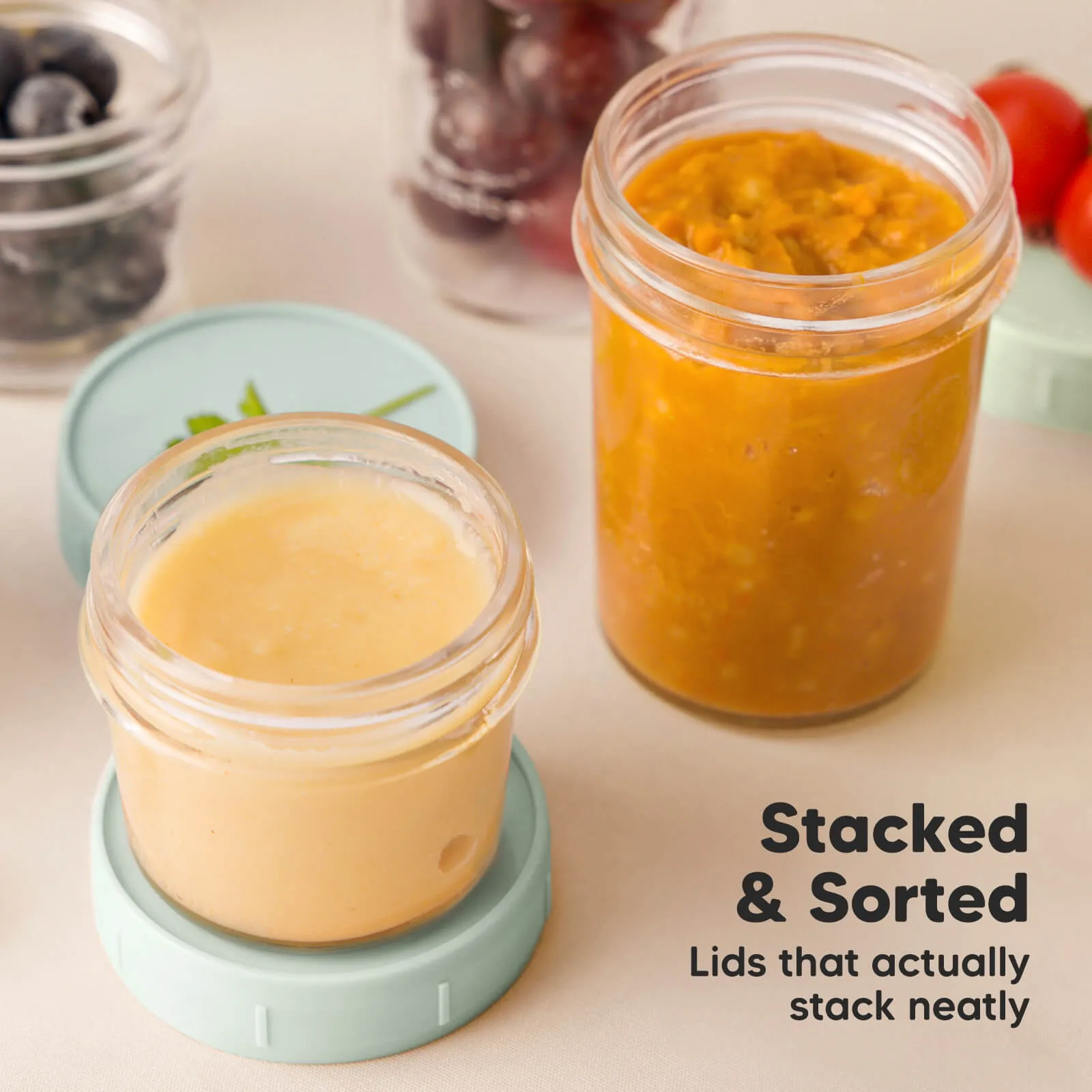 8-Pack Prep Jars Food Glass Containers (Sage)