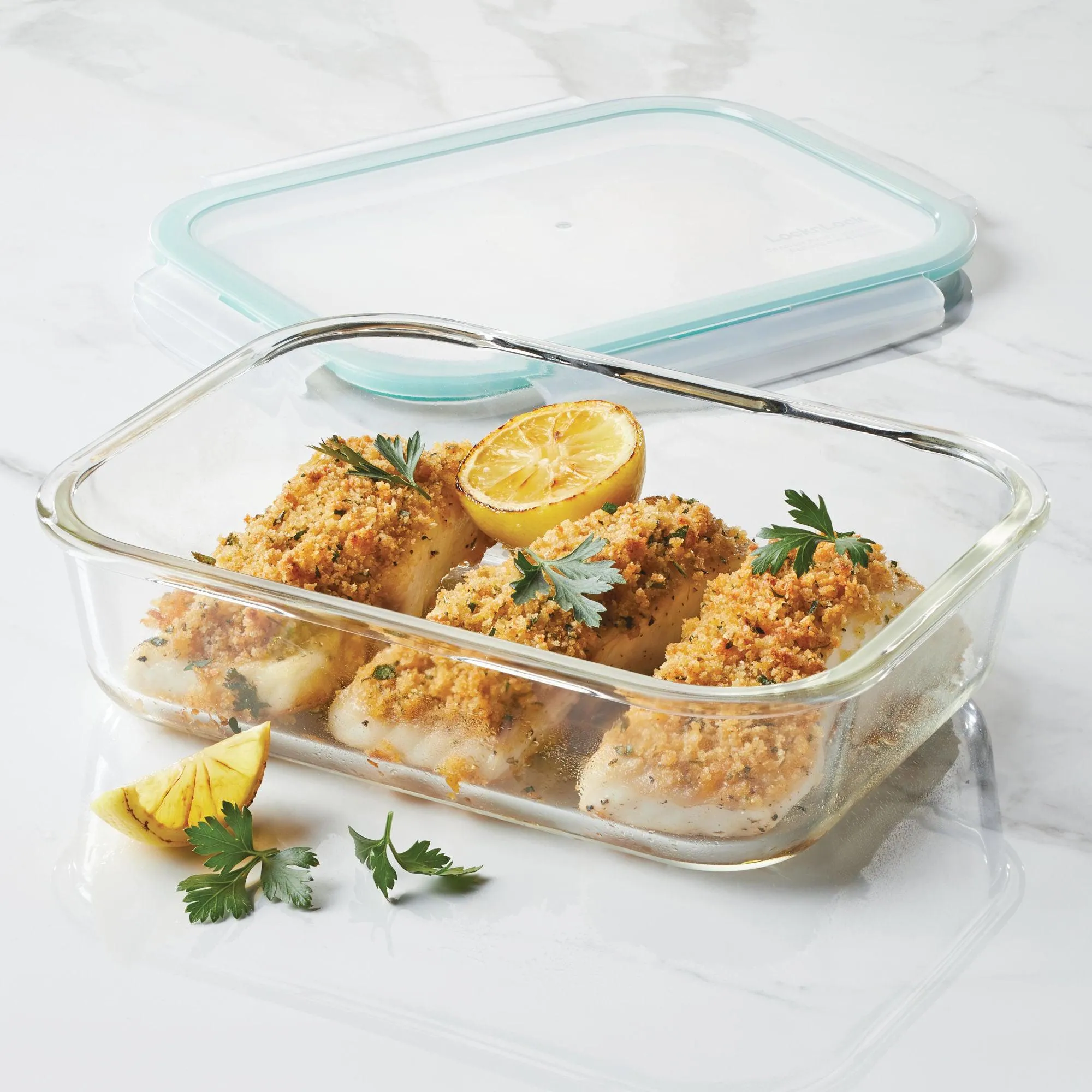 Airtight-Leakproof Borosilicate Glass 2-Piece 51-Oz. Rectangular Container Set