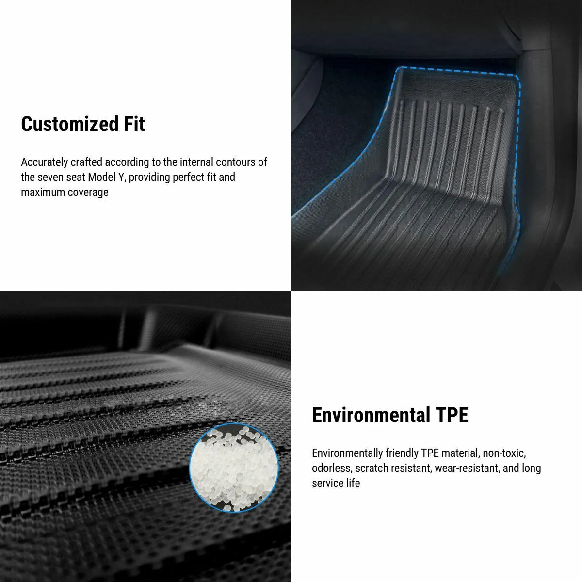 All Weather TPE Floor Mats for Tesla Model Y 7 Seats