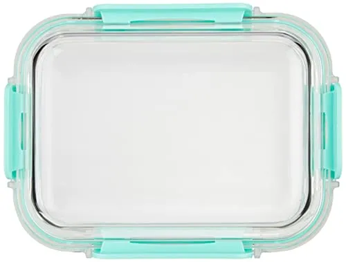 Amazon Brand - Solimo Borosilicate Glass Lunch Boxes with Air-Vent Lids, Set of 3 (1,000 ml Each)