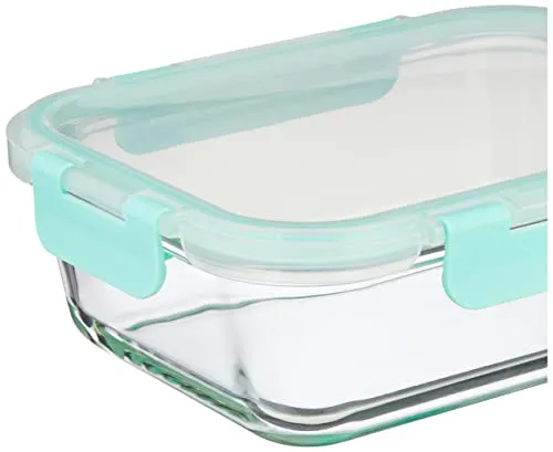 Amazon Brand - Solimo Borosilicate Glass Lunch Boxes with Air-Vent Lids, Set of 3 (1,000 ml Each)