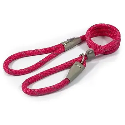 Ancol Viva Rope Reflective Slip Lead Pink - Various Sizes
