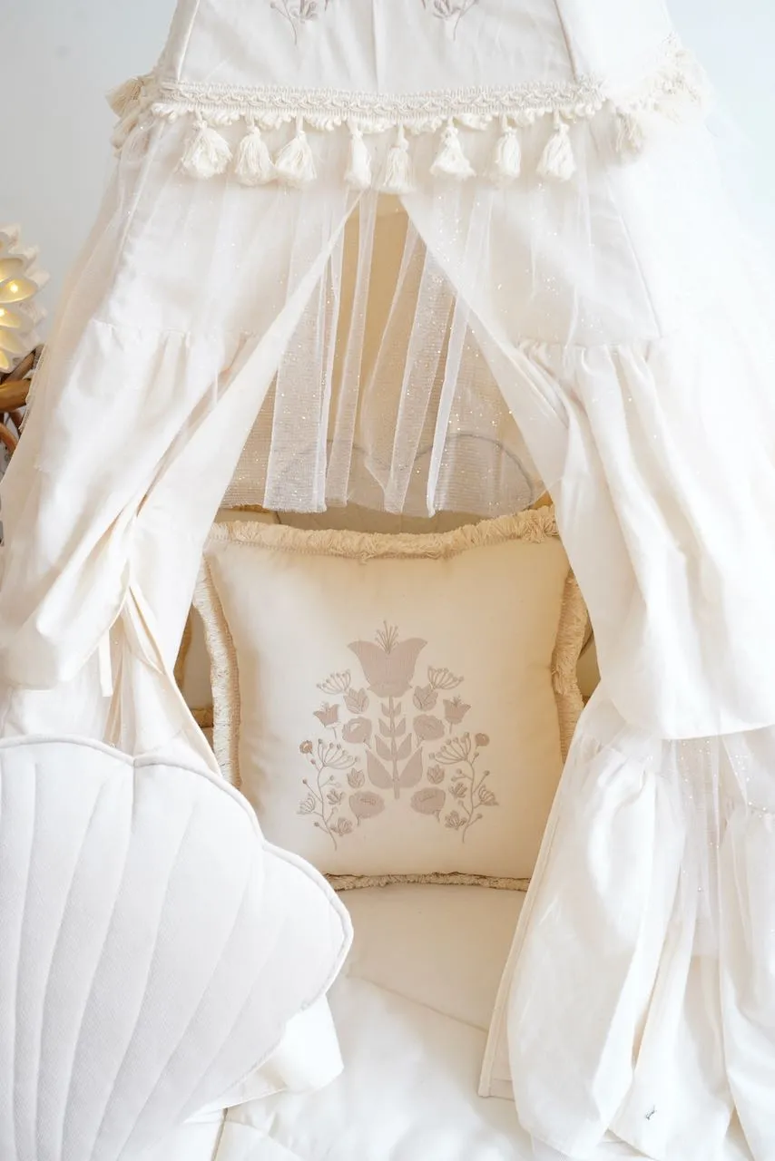 “Boho” Teepee Tent with Frills and Embroidery