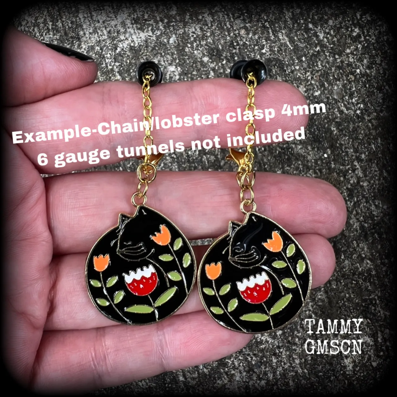 Cat earrings-Folk art earrings