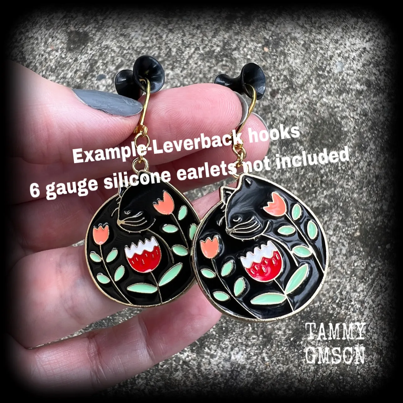 Cat earrings-Folk art earrings