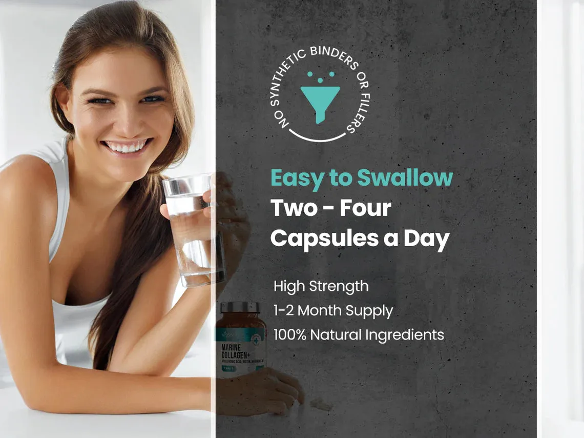 Collagen capsules, 120 x High strength Hydrolysed Marine Collagen Type 1, 1165mg