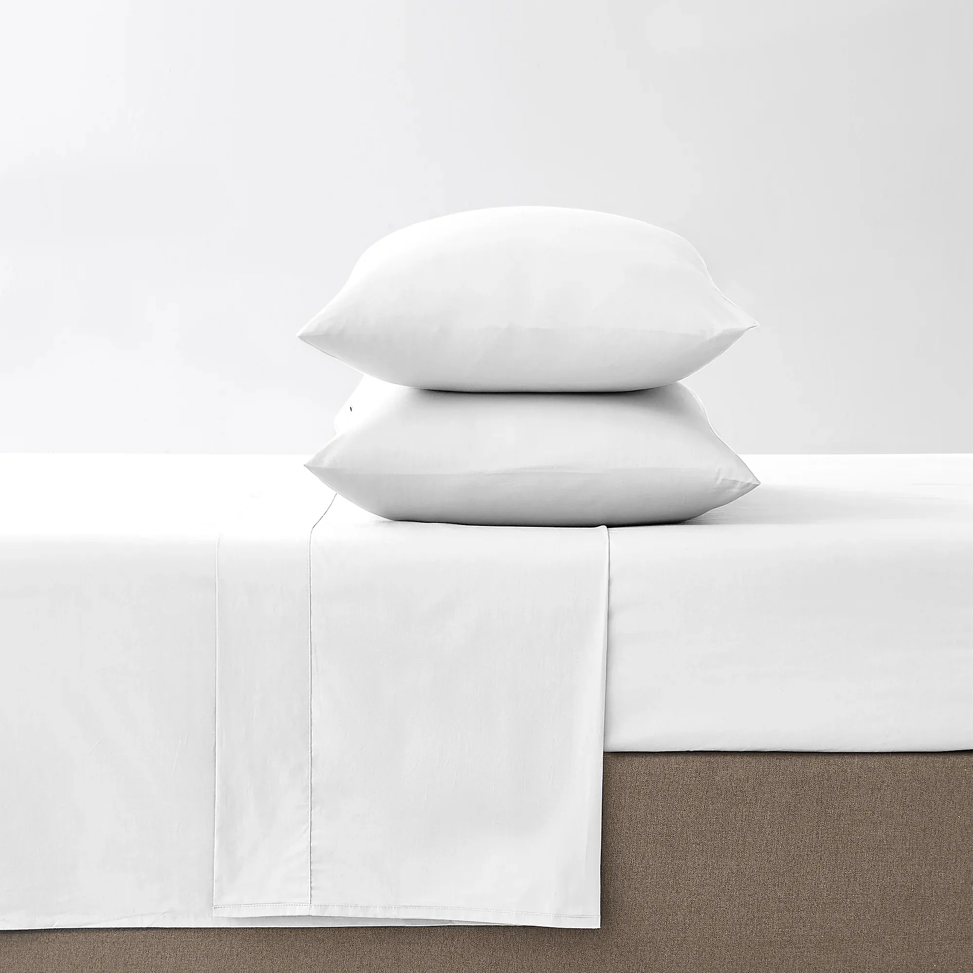 Color Sense 100% Cotton Percale Cool & Crisp 4-Piece Sheet Set Queen White