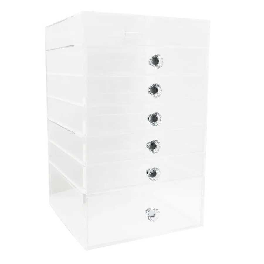 Diamond Collection 7-Tier Acrylic Makeup Organizer with Flip Open Top