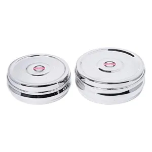 Embassy Bulging Puri Box/Container - Set of 2 (Size 3 & 4, 600 & 800 ml), Stainless Steel