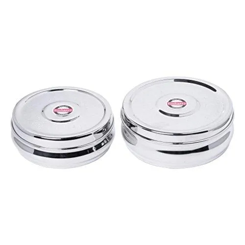Embassy Bulging Puri Box/Container - Set of 2 (Size 3 & 4, 600 & 800 ml), Stainless Steel