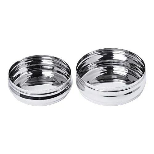 Embassy Bulging Puri Box/Container - Set of 2 (Size 3 & 4, 600 & 800 ml), Stainless Steel