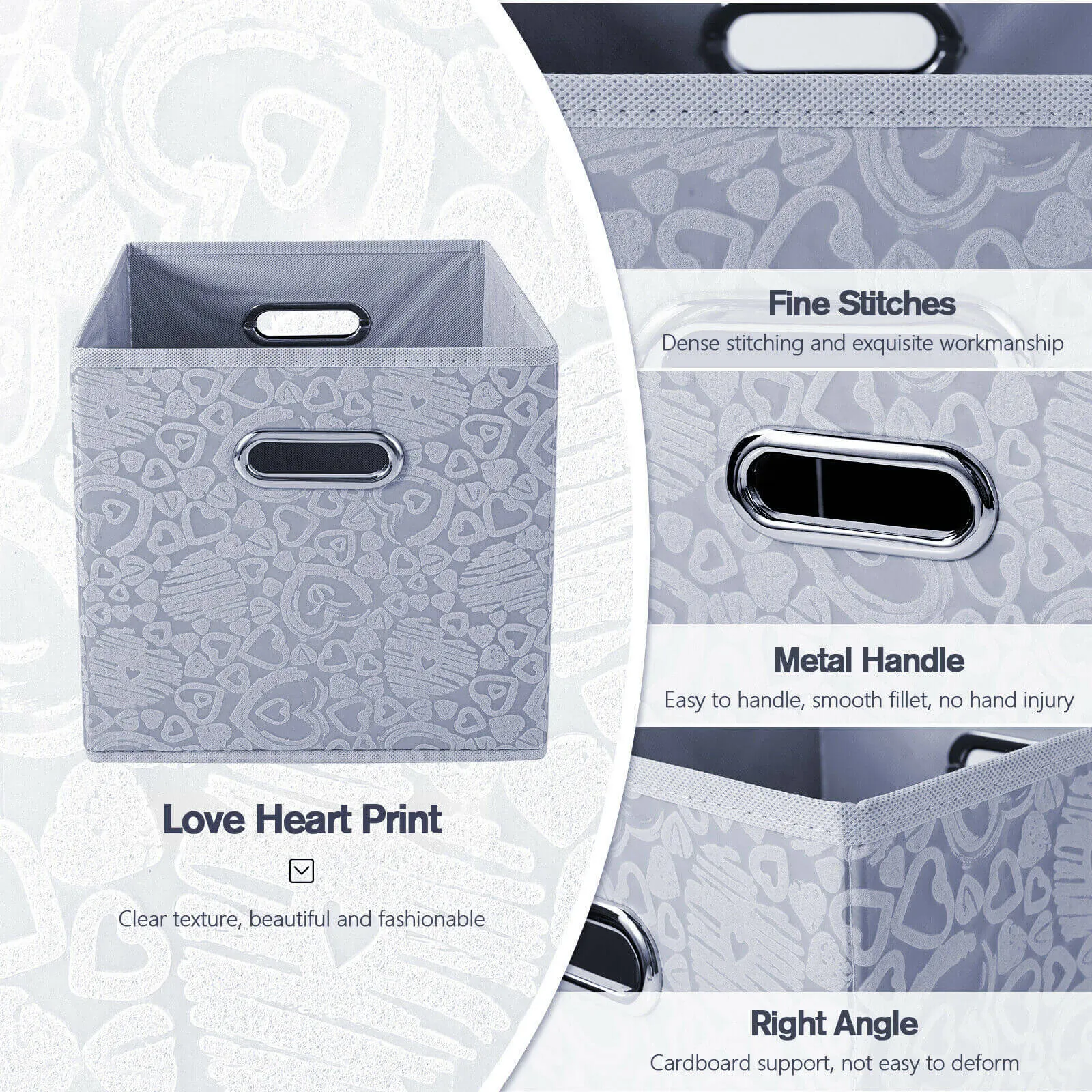 Fabric Cube Storage Bin, 3/6pcs