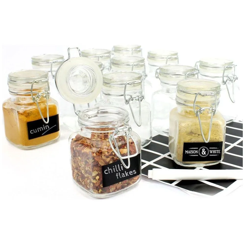 Glass Spice Jars - Pack of 12 - Maison & White - Small Kilner Jars Set