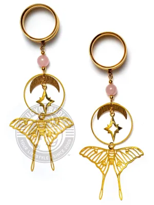 Golden Butterfly Dreams Dangle Internally Threaded Steel Tunnels