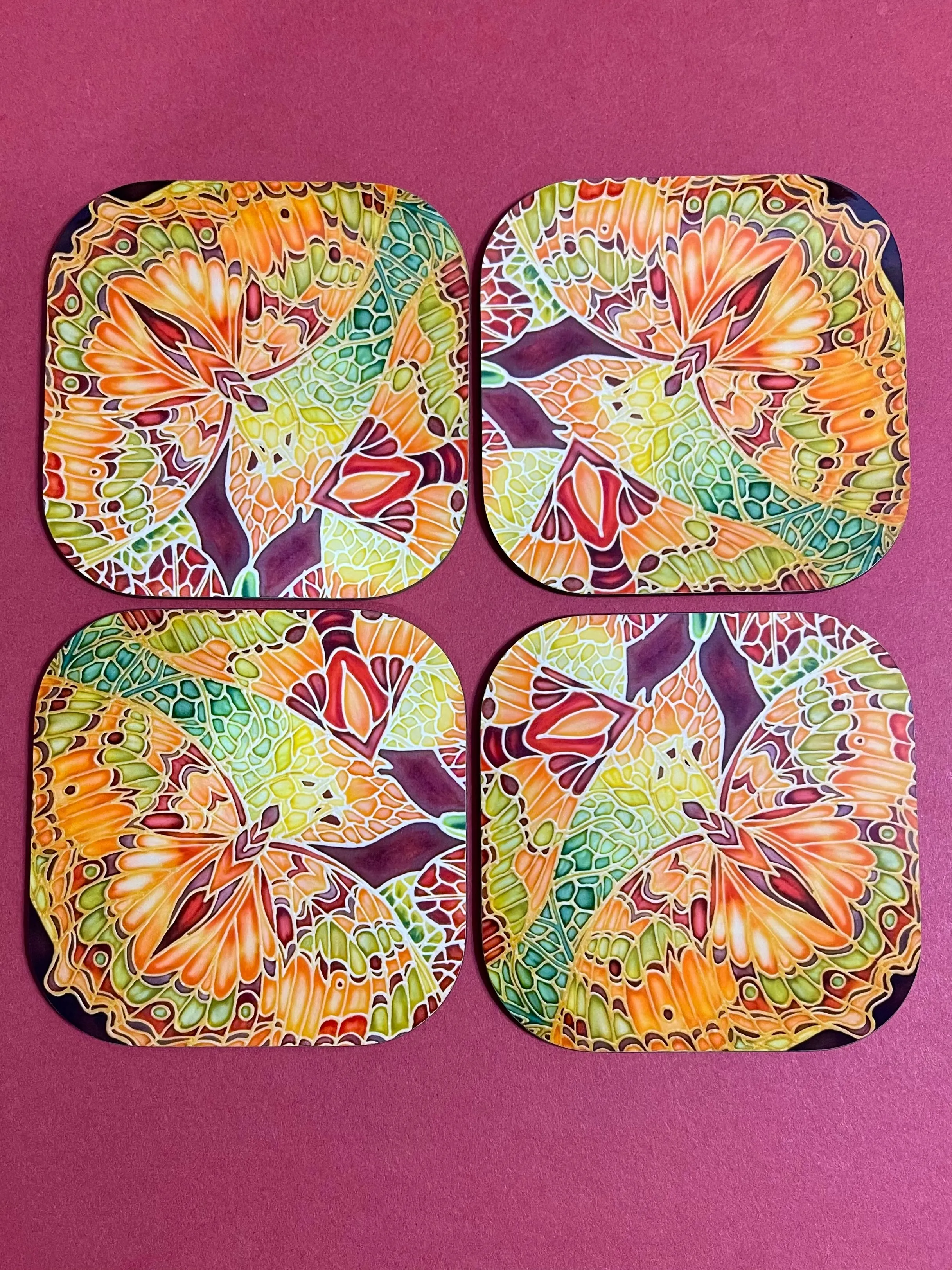 Green Caramel Butterfly Table Mats & Coasters - Butterfly Table Mats