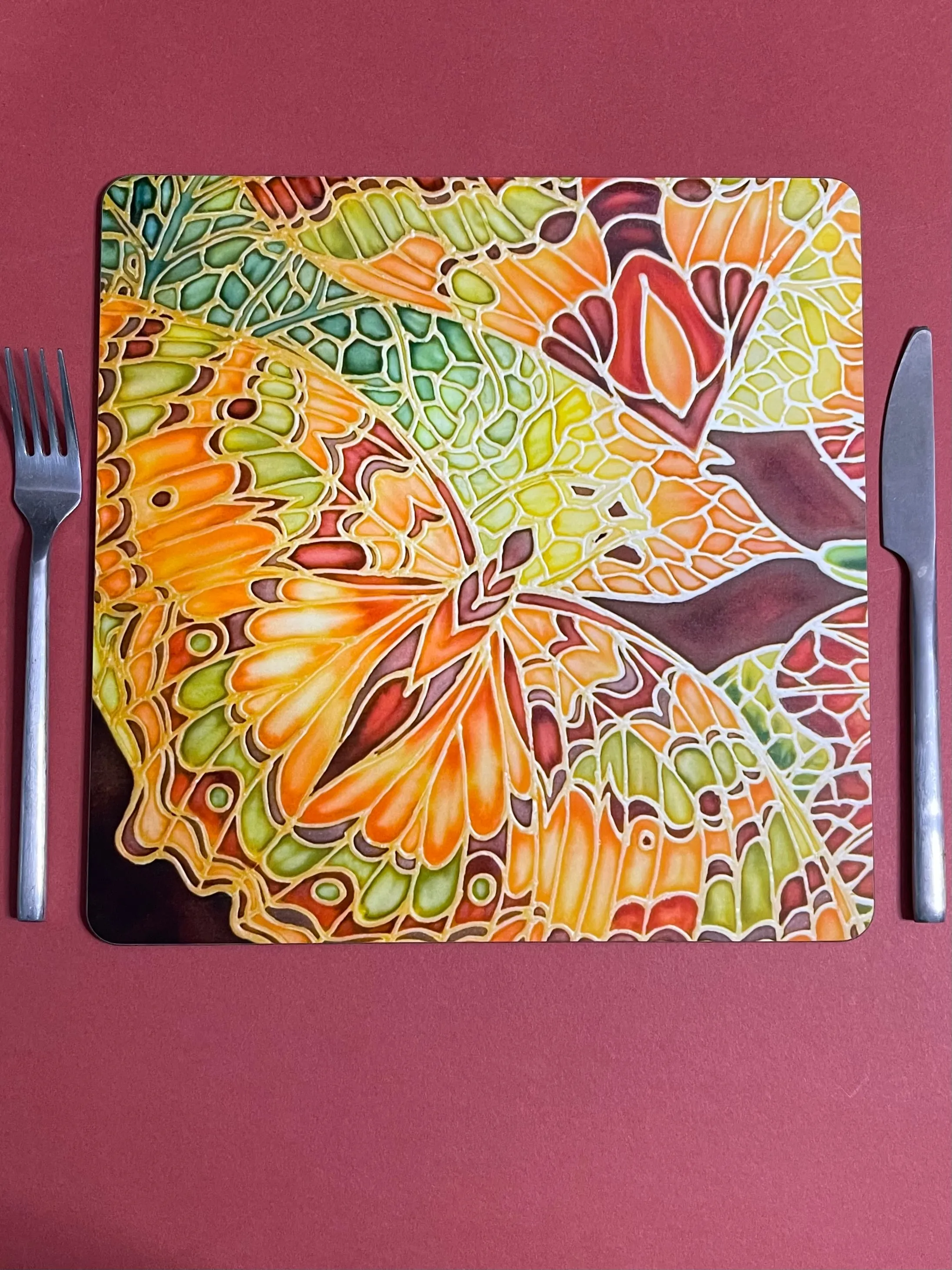Green Caramel Butterfly Table Mats & Coasters - Butterfly Table Mats