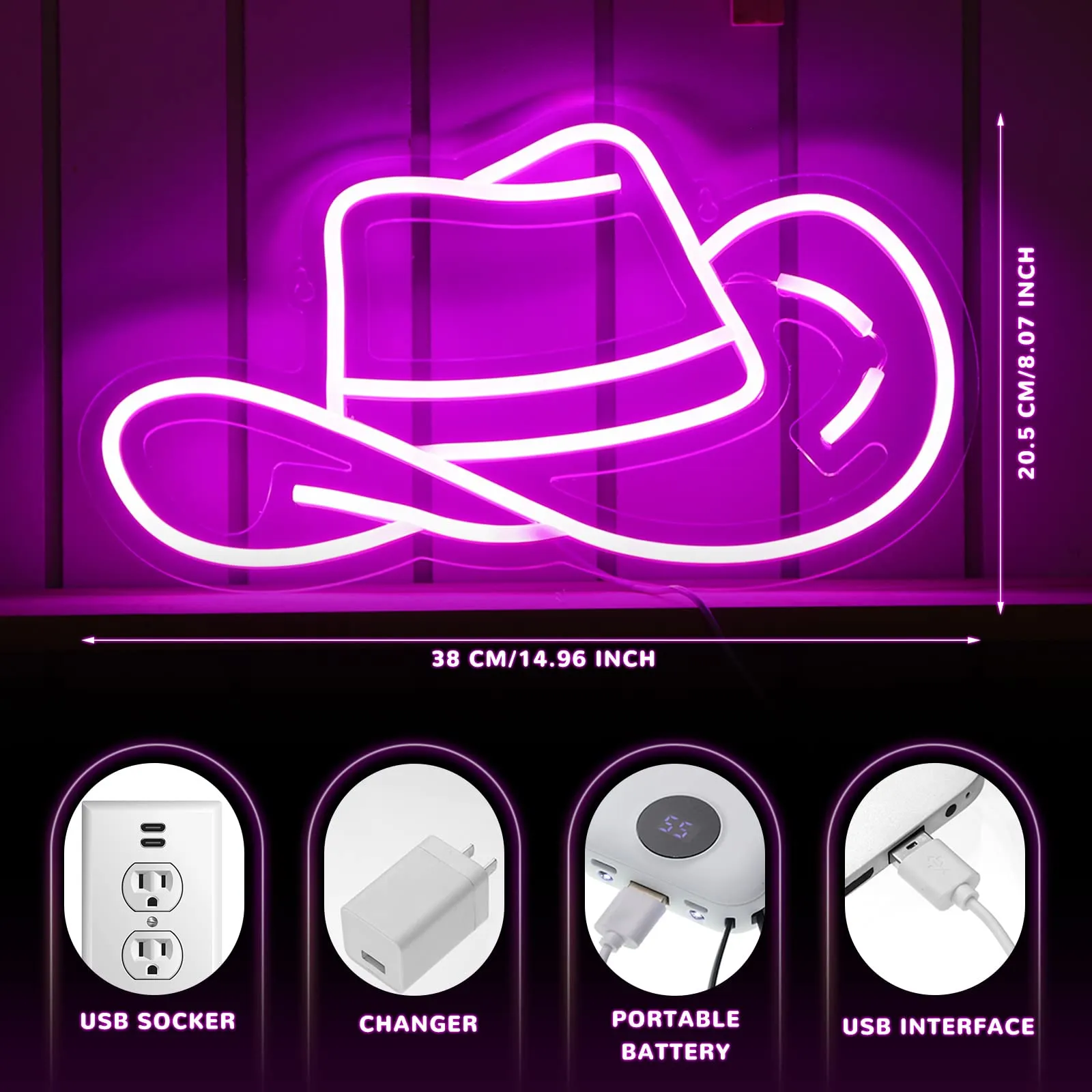 Insegna led neon Cowgirl Hat Neon Sign