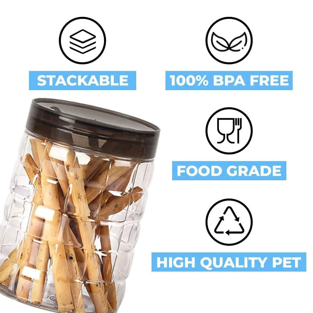 Kuber Industries Set of 24 Plastic Container Set | 1000ml, 500ml, 200ml I PET, Food Grade Plastic, 100% BPA Free | Airtight Container Set for Kitchen Storage |Small to Large, Transparent (Pack of 5)
