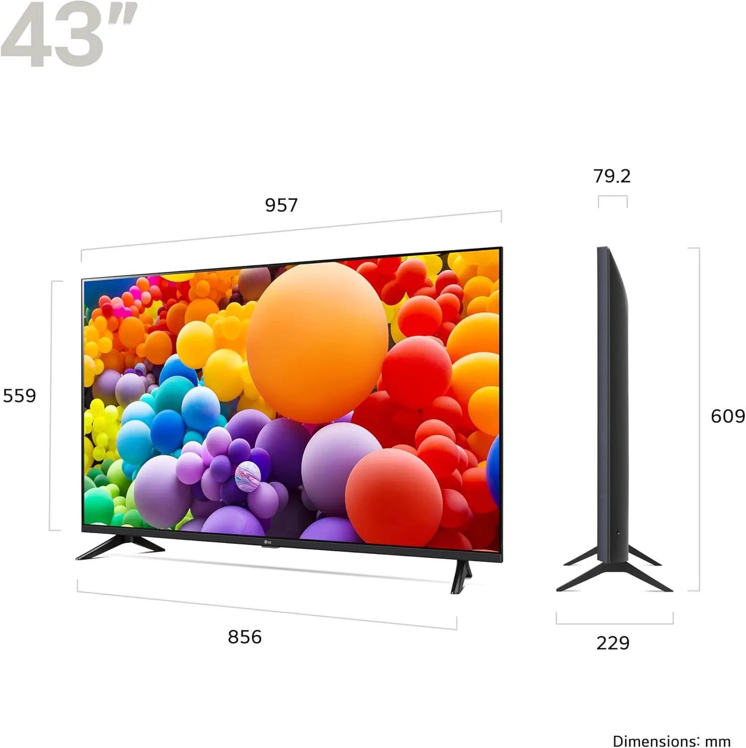 LG 43UT73006LA 43-Inch 4K UHD Smart TV, (5 AI Processor Gen7, Freeview Play and Amazon Alexa, 60Hz), Ashed Blue