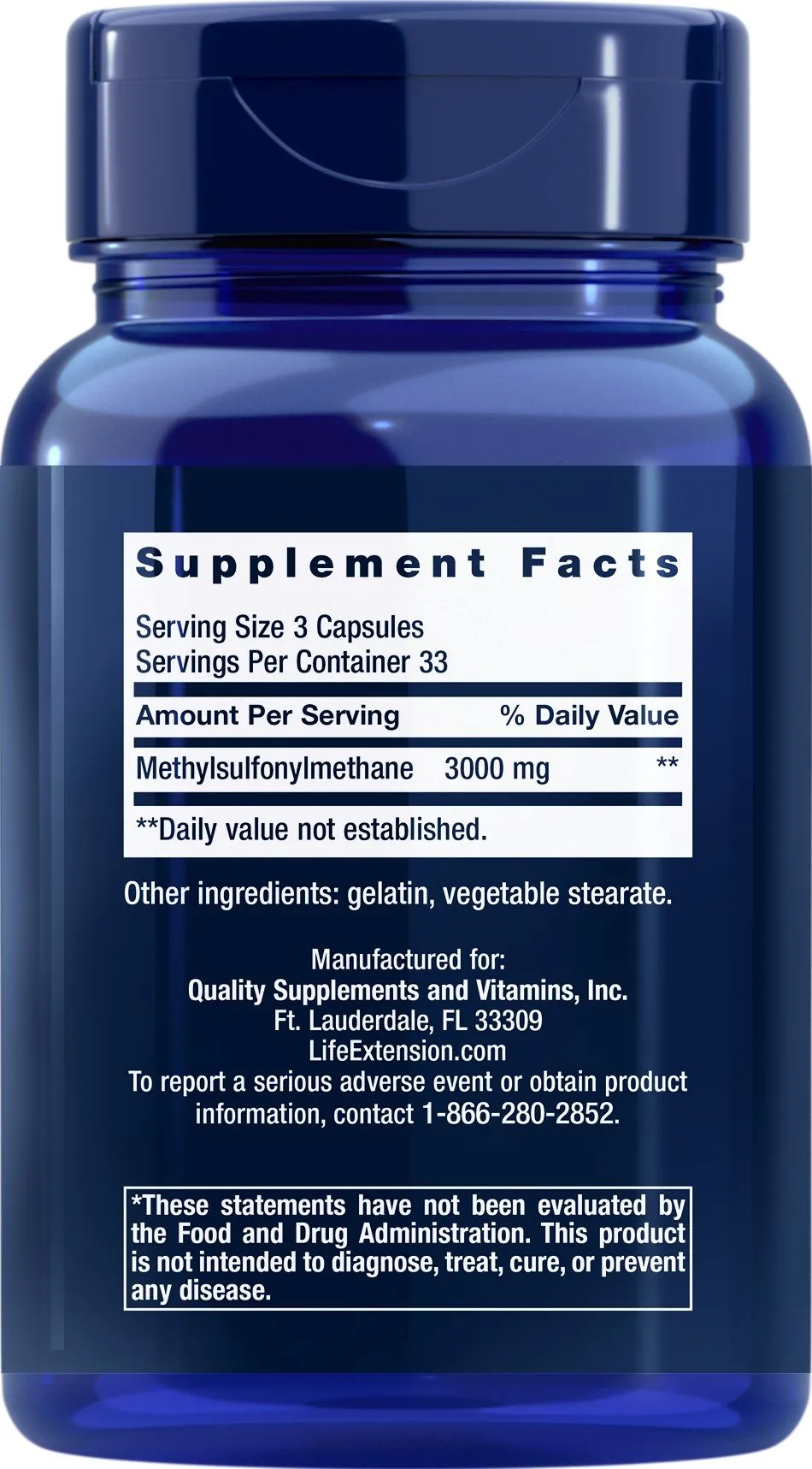Life Extension MSM 1000mg 100 Capsule