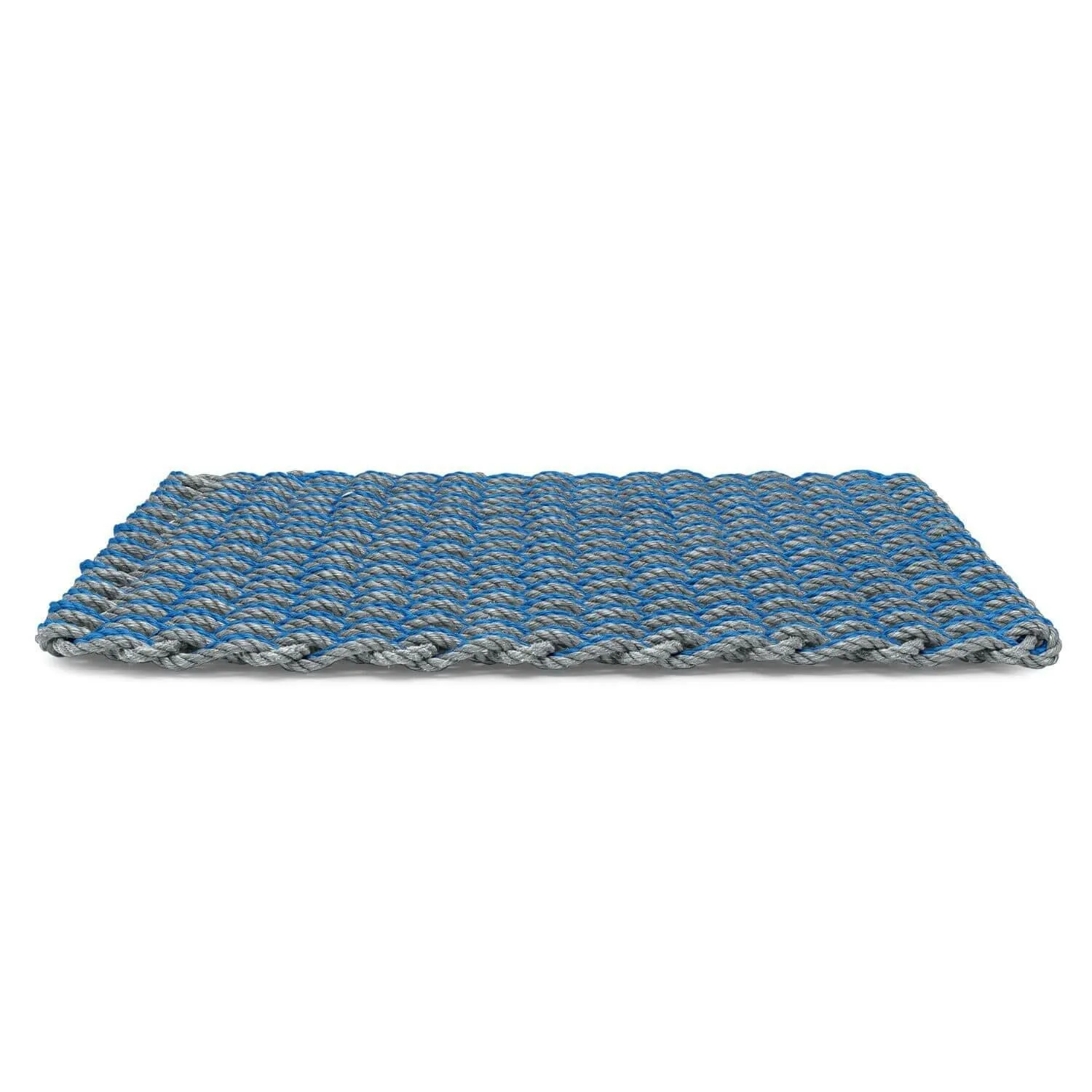 Lobster Rope Doormat, Light Blue & Silver Double Weave, Wicked Good Doormats