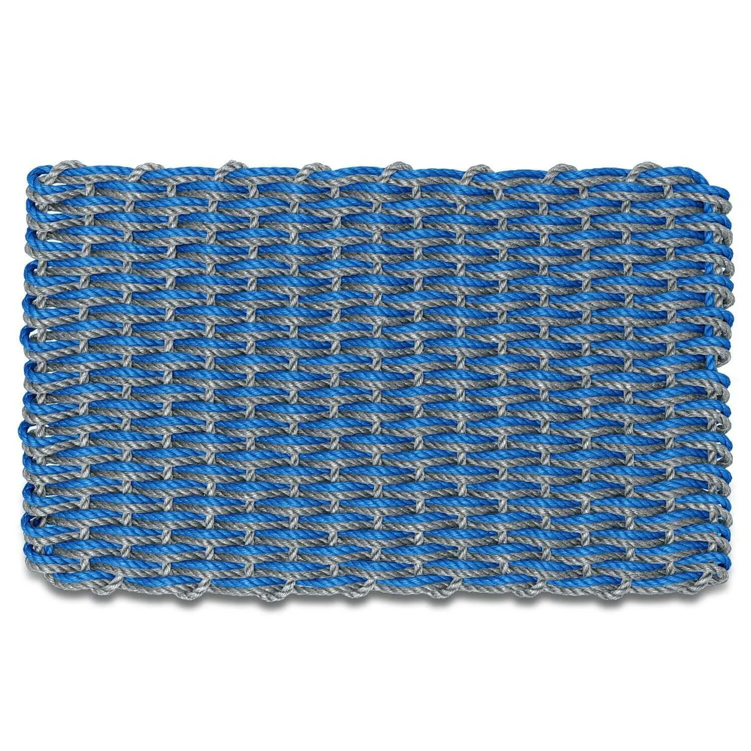 Lobster Rope Doormat, Light Blue & Silver Double Weave, Wicked Good Doormats