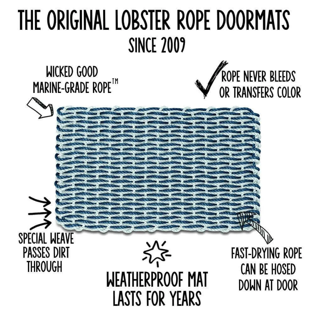 Lobster Rope Doormat, Light Blue & Silver Double Weave, Wicked Good Doormats