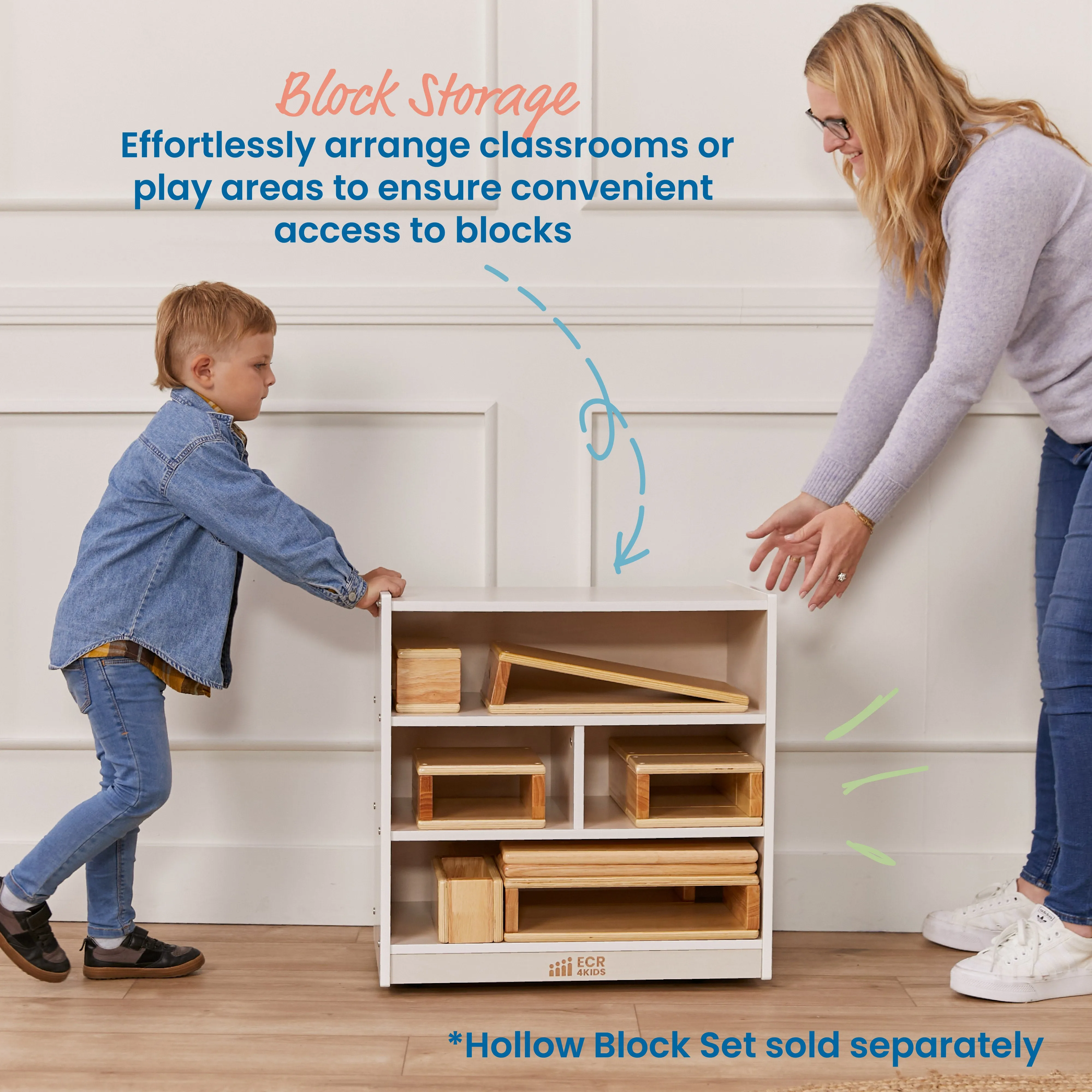 Mobile Block Storage Cart, Small, Classroom Furniture