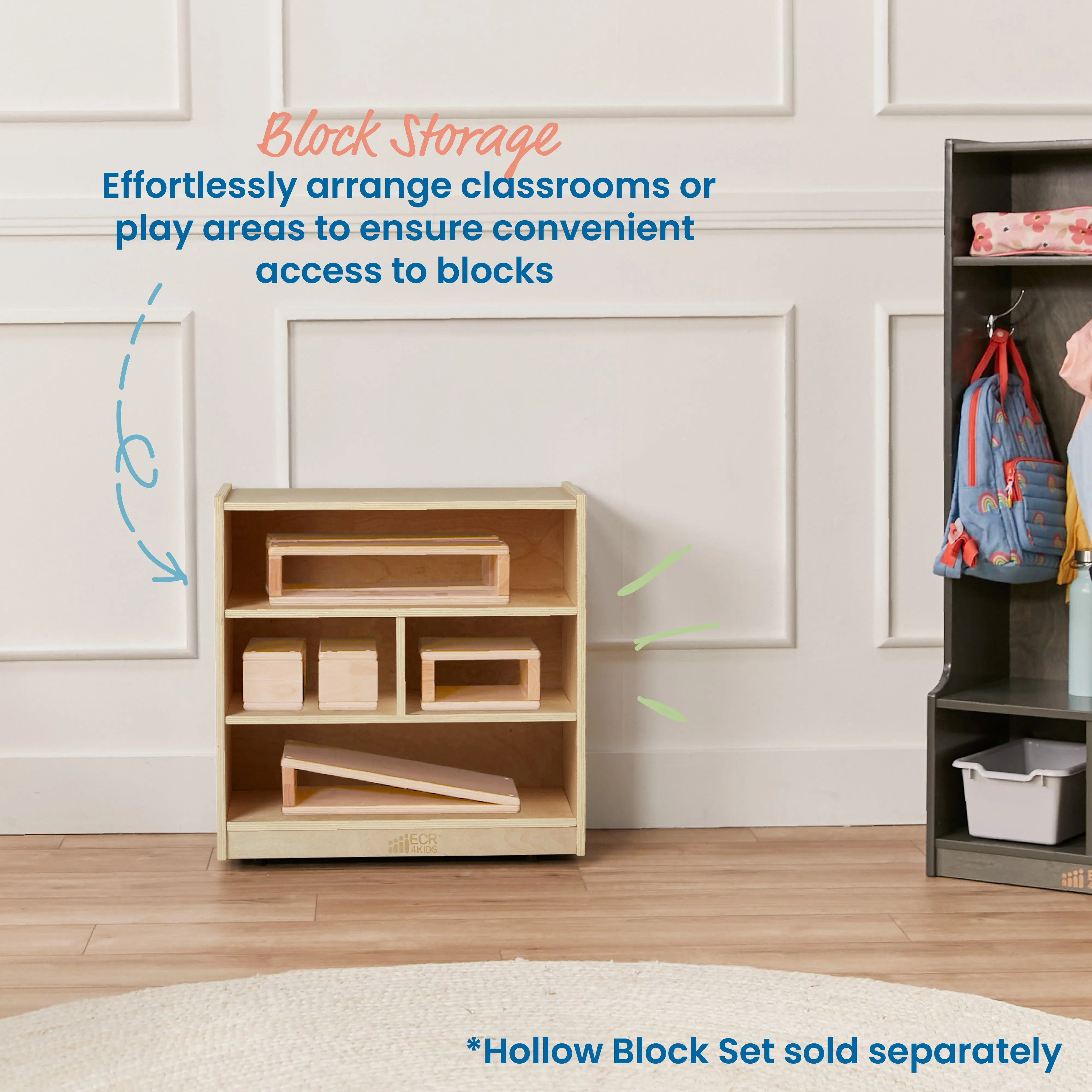 Mobile Block Storage Cart, Small, Classroom Furniture