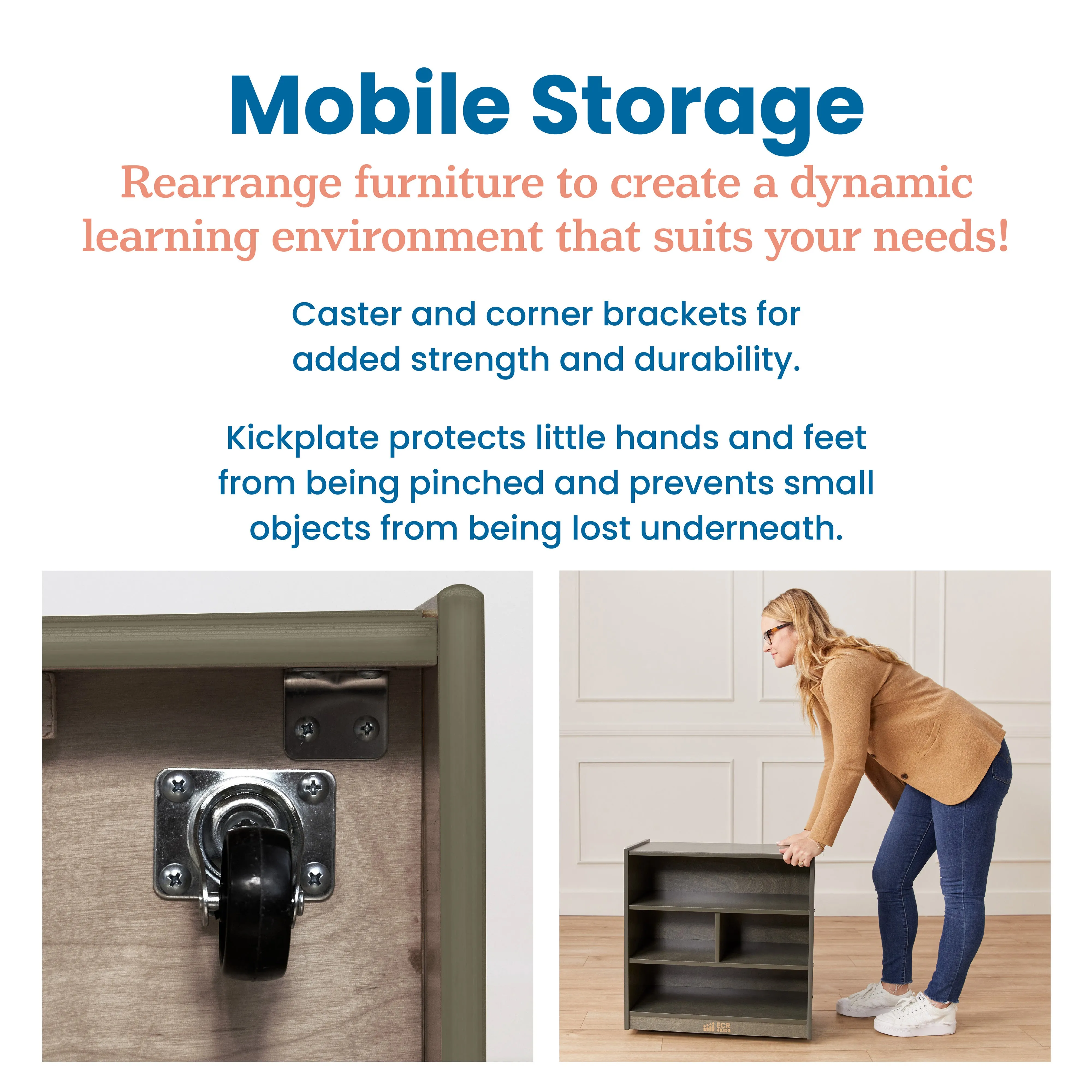 Mobile Block Storage Cart, Small, Classroom Furniture