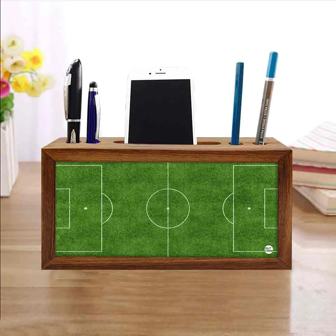 Pen Mobile Stand Holder Desk Organizer - Football Field