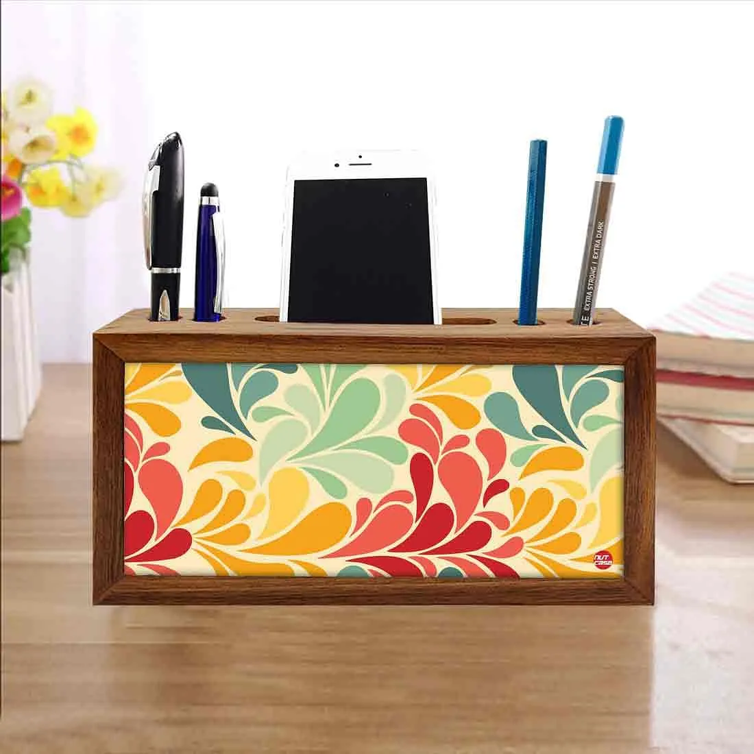 Pen Mobile Stand Holder Desk Organizer - Vintage Flower