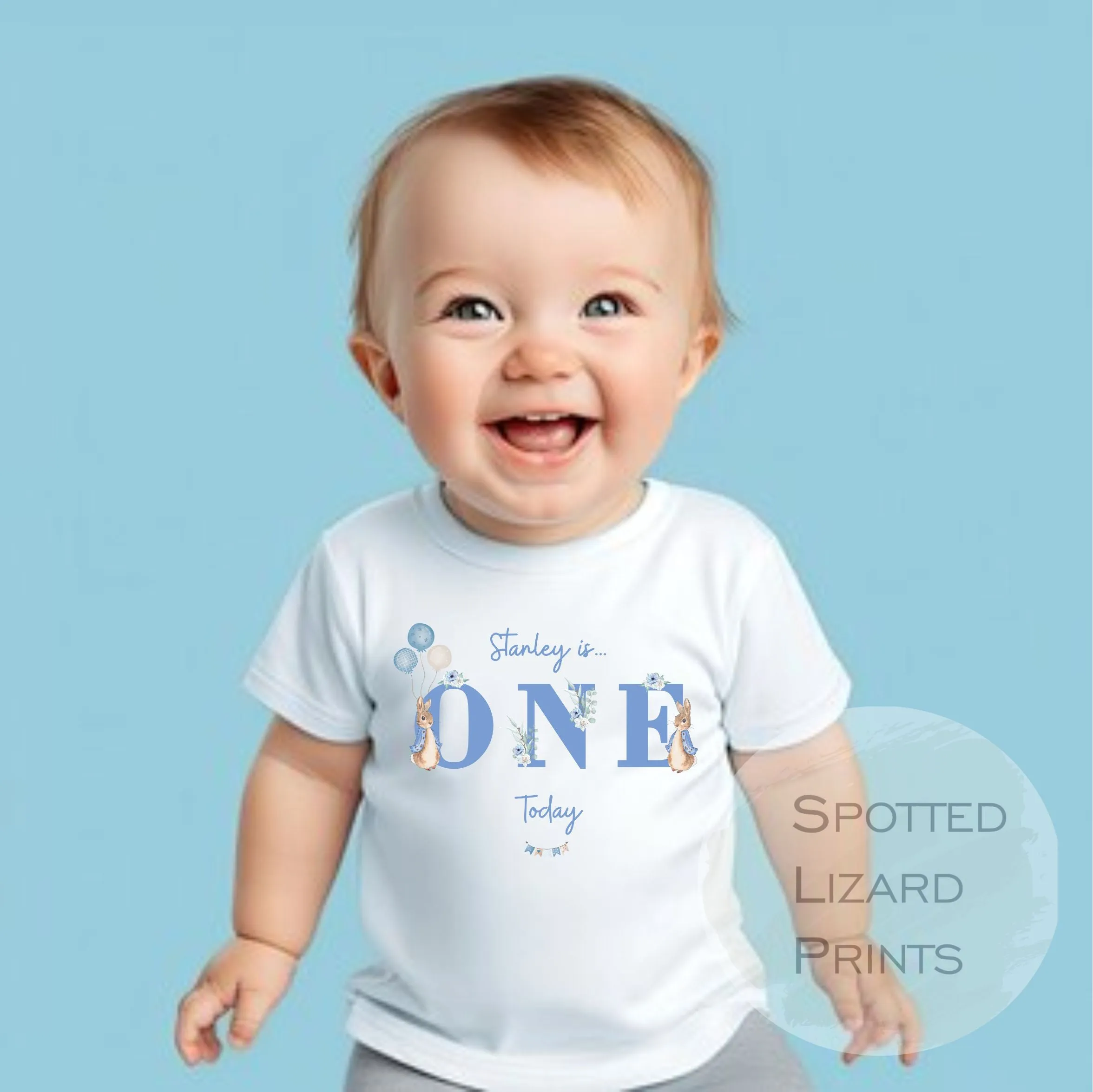 Personalised Peter Rabbit 1st Birthday T-shirt Little Boy, Little Girl Baby First Birthday - One Today - Cute Peter Rabbit birthday outfit
