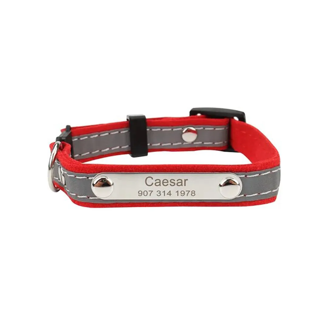 Personalized Reflective Pet Collar with Engraved ID Tag