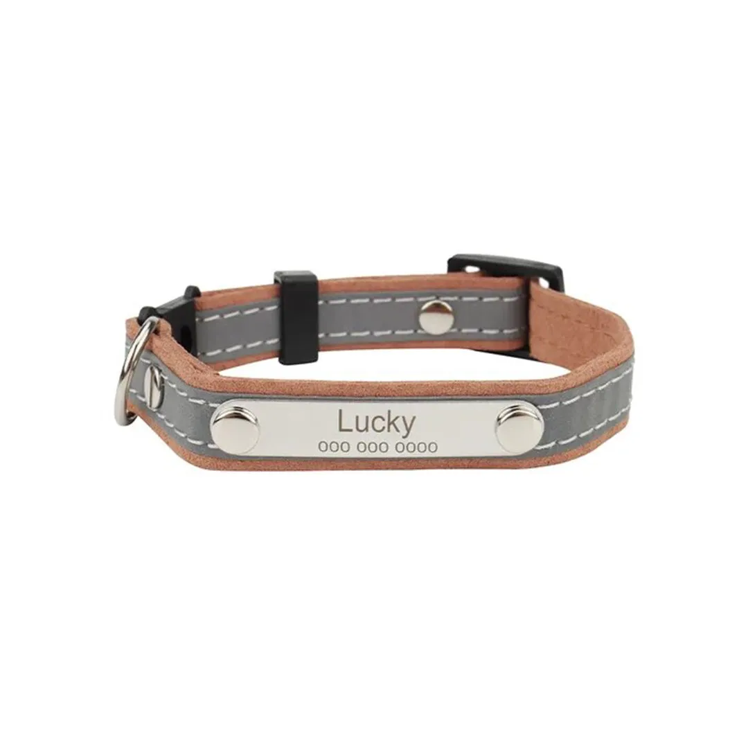 Personalized Reflective Pet Collar with Engraved ID Tag