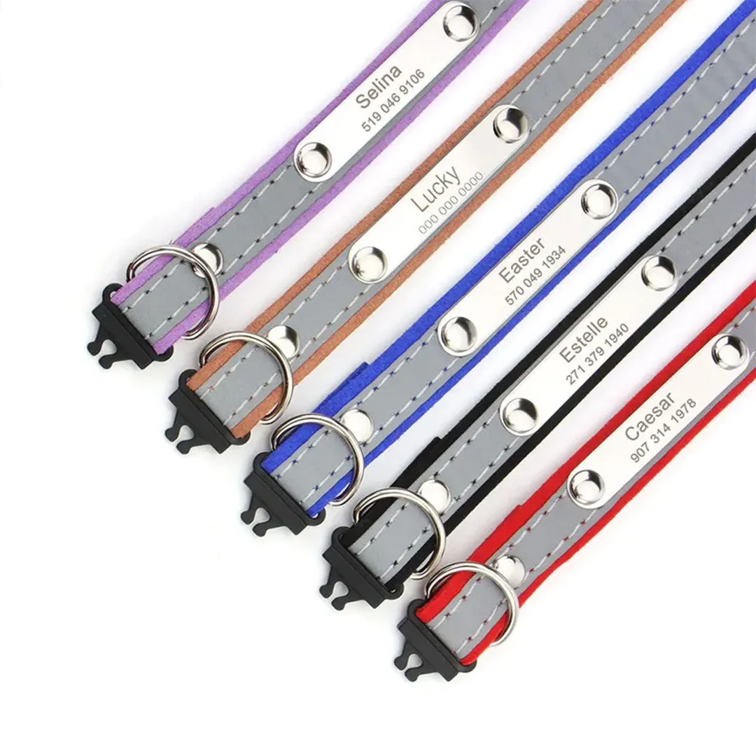 Personalized Reflective Pet Collar with Engraved ID Tag