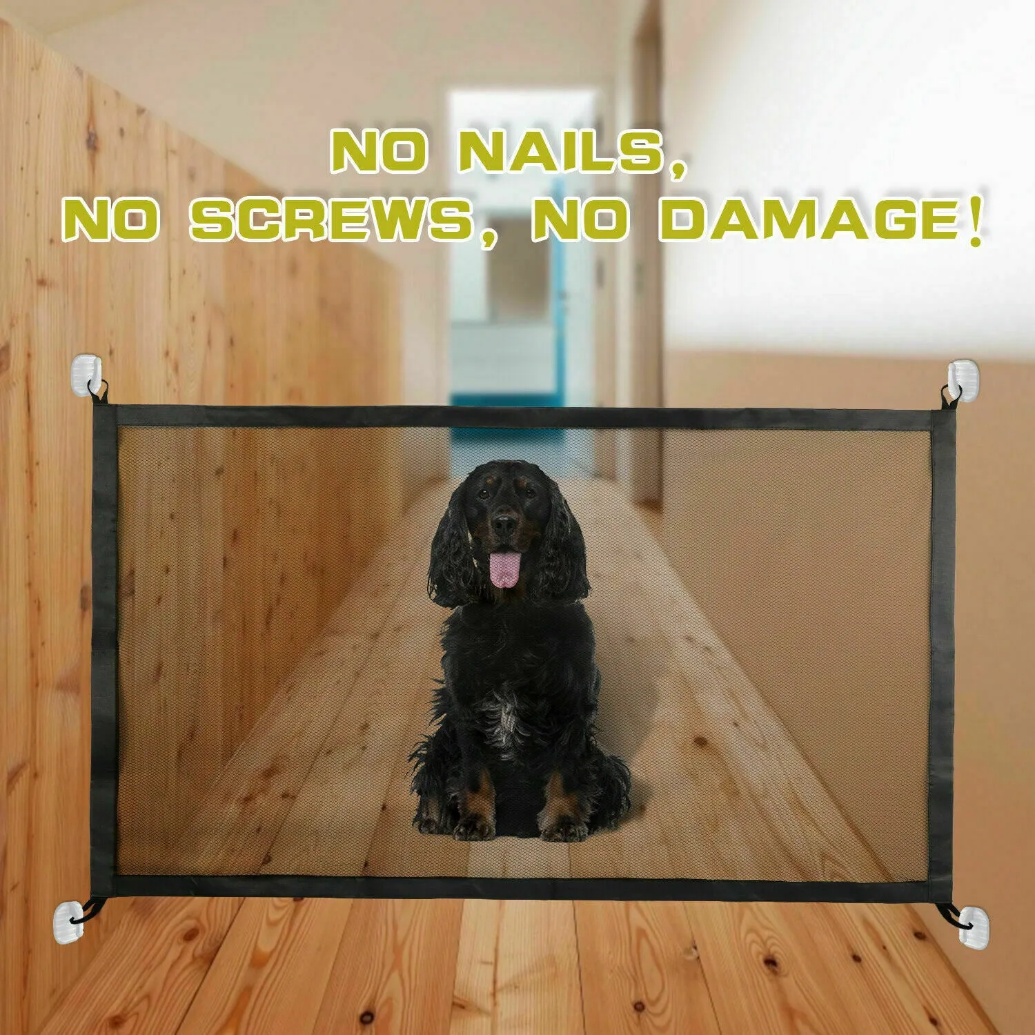 Pets Dog Cat Baby Safety Gate Mesh Fence Magic Portable Guard Net Stairs Doors Valla para perros y mascotas, puerta de seguridad