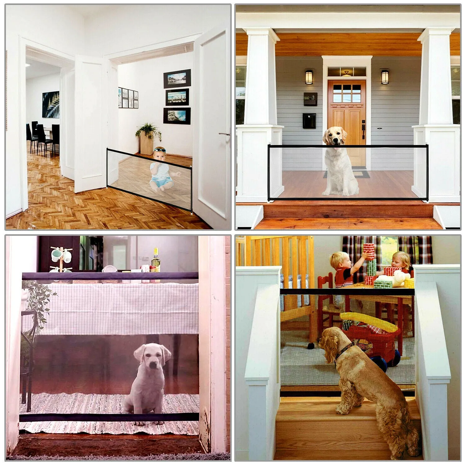 Pets Dog Cat Baby Safety Gate Mesh Fence Magic Portable Guard Net Stairs Doors Valla para perros y mascotas, puerta de seguridad