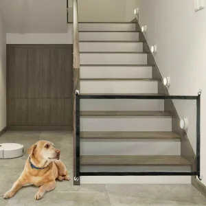 Pets Dog Cat Baby Safety Gate Mesh Fence Magic Portable Guard Net Stairs Doors Valla para perros y mascotas, puerta de seguridad