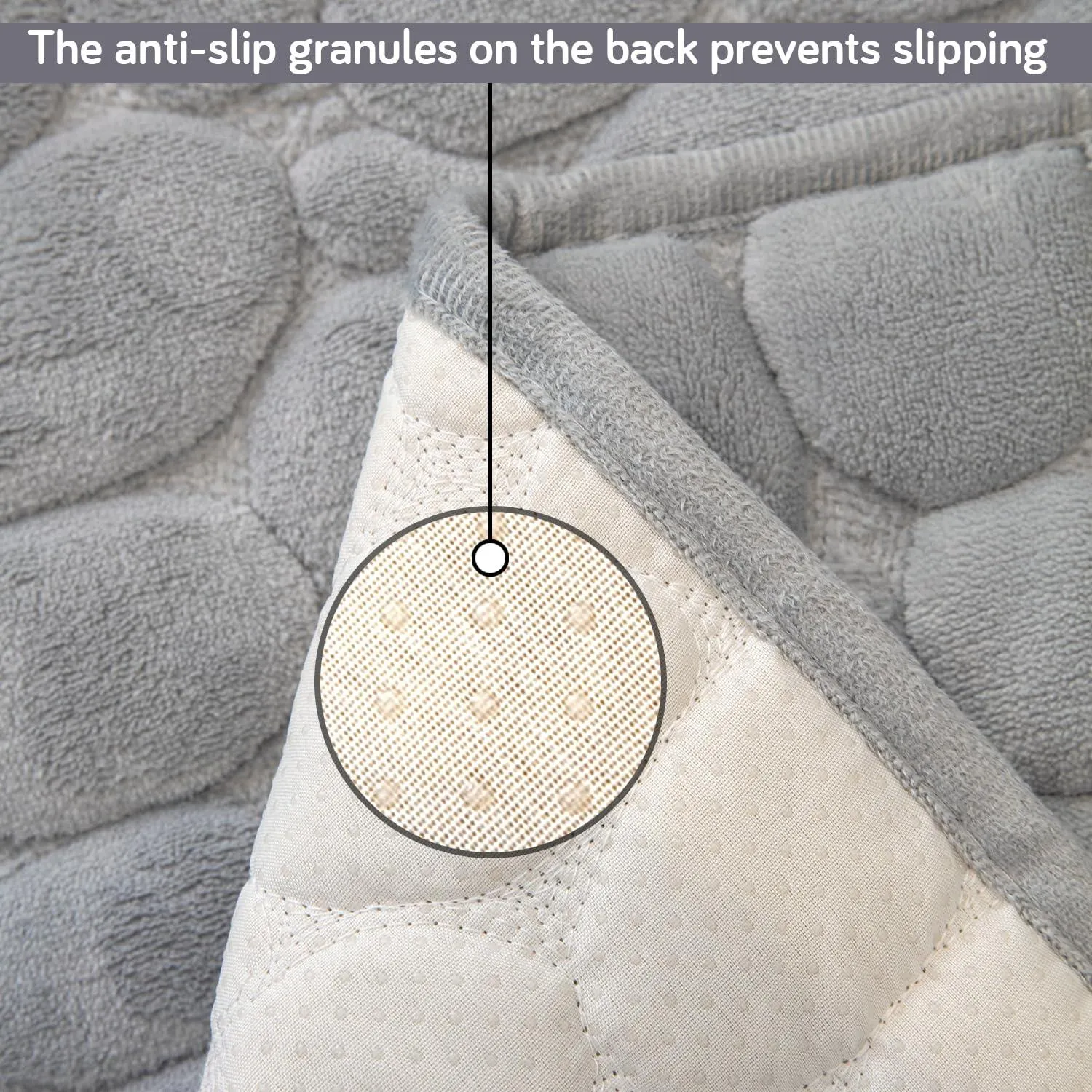 Premium Pebble Milk Velvet Sofa Cover Mat for L Shape Sofa (3 2 Seater), Moon Grey
